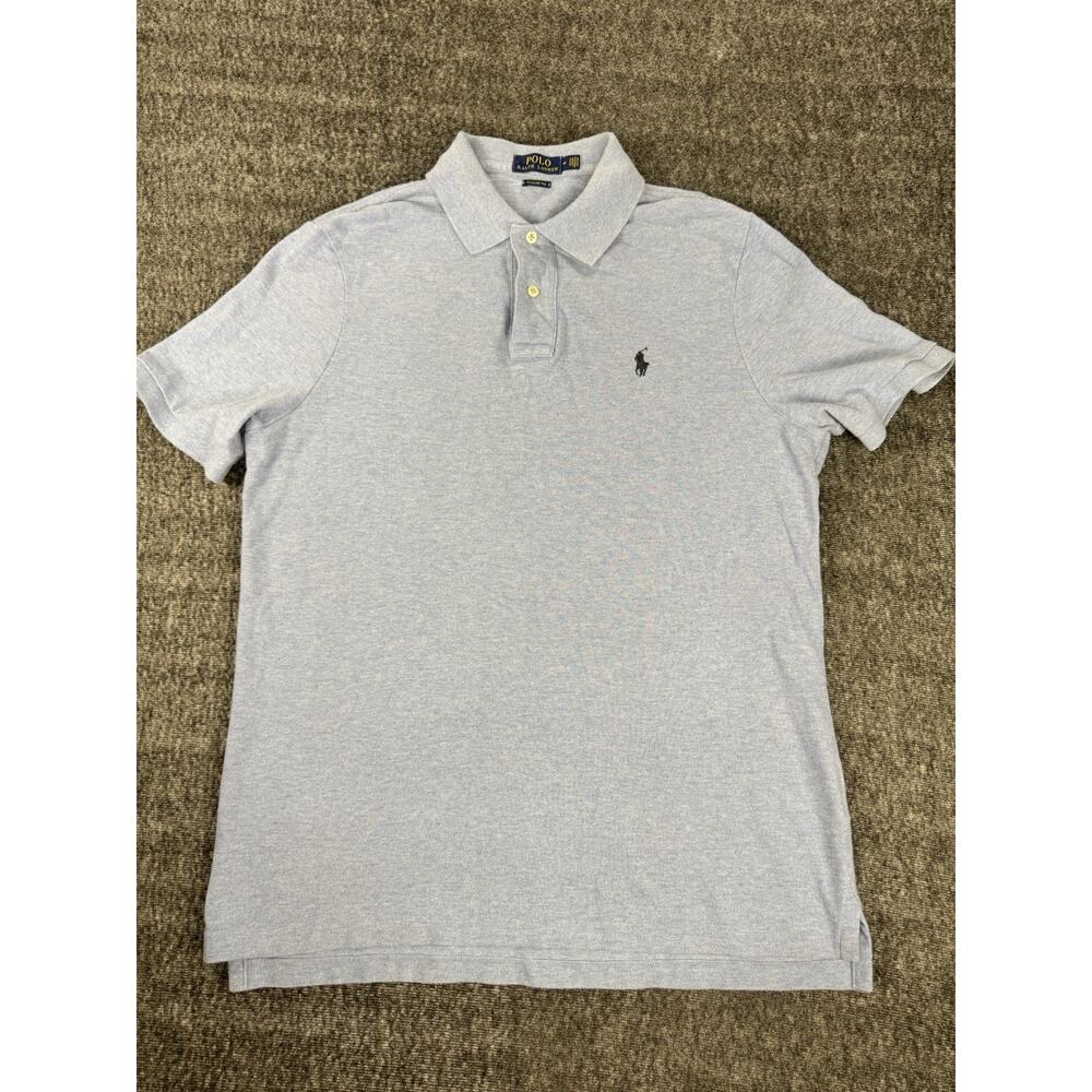 Mens Ralph Lauren Solid Light Blue Cotton Classic Fit Polo Shirt Size Medium